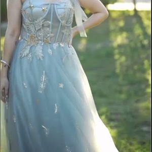 Grey tulle corset gown